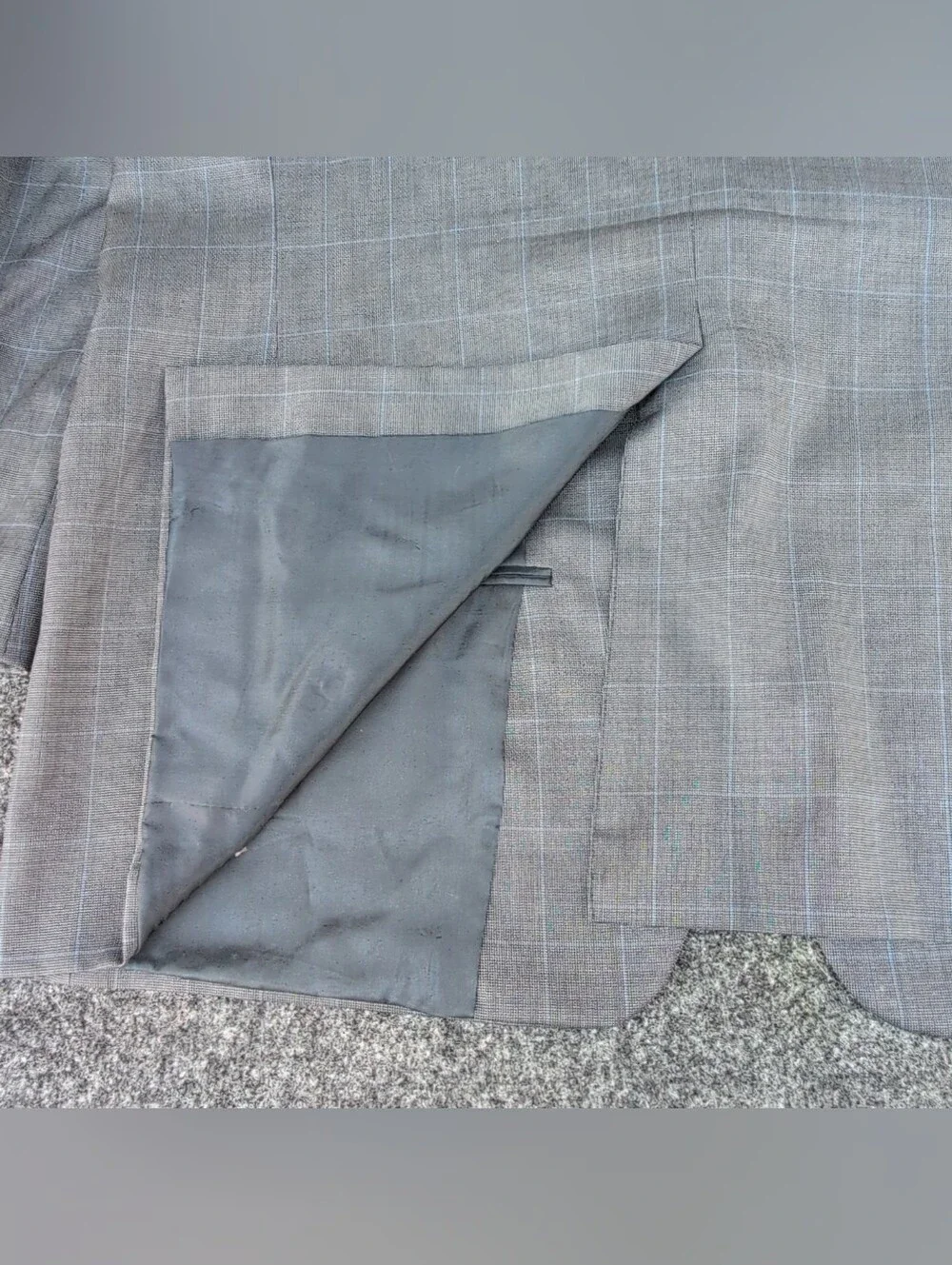 Vtg Burberry London Suit Jacket Mens 46R Blue Check Wool Kensington USA 2 Button